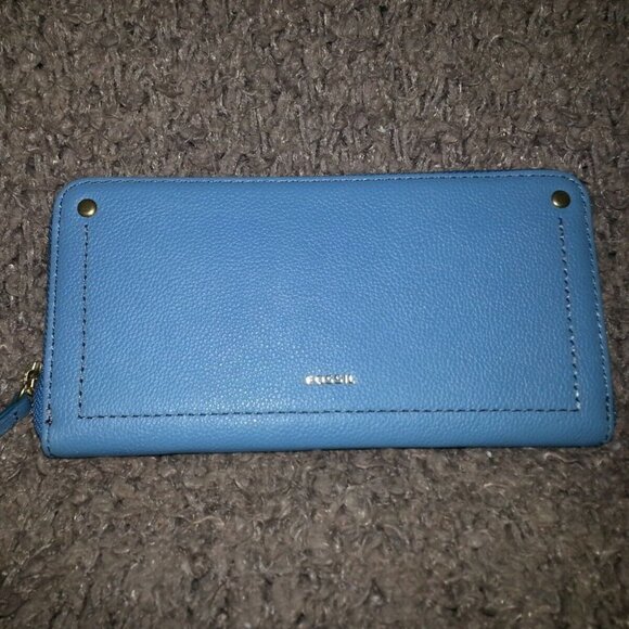 Fossil Handbags - FOSSIL-TORI-Zip Clutch-Wallet-Caribbean Blue-New with Tag